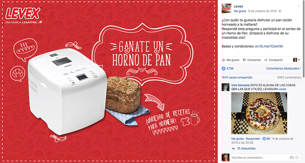 ejemplo de sorteo en Facebook para el Día de la Madre