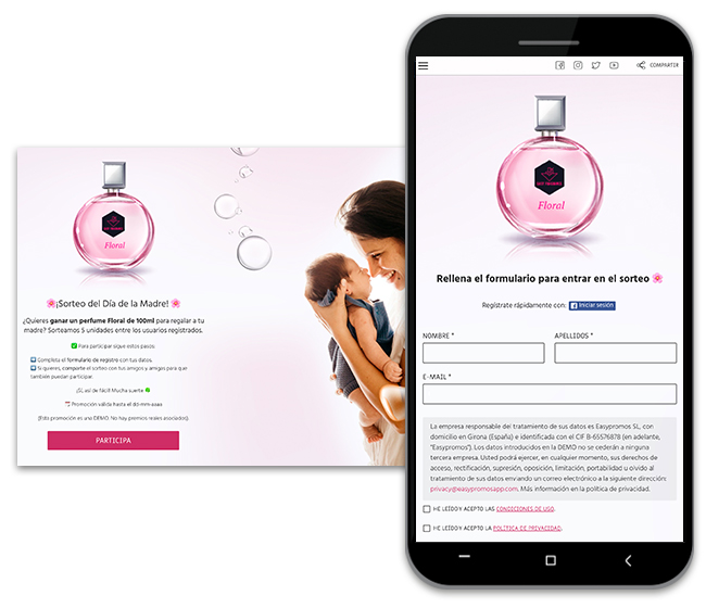 ejemplo de cómo hacer un sorteo con registro del Día de la Madre