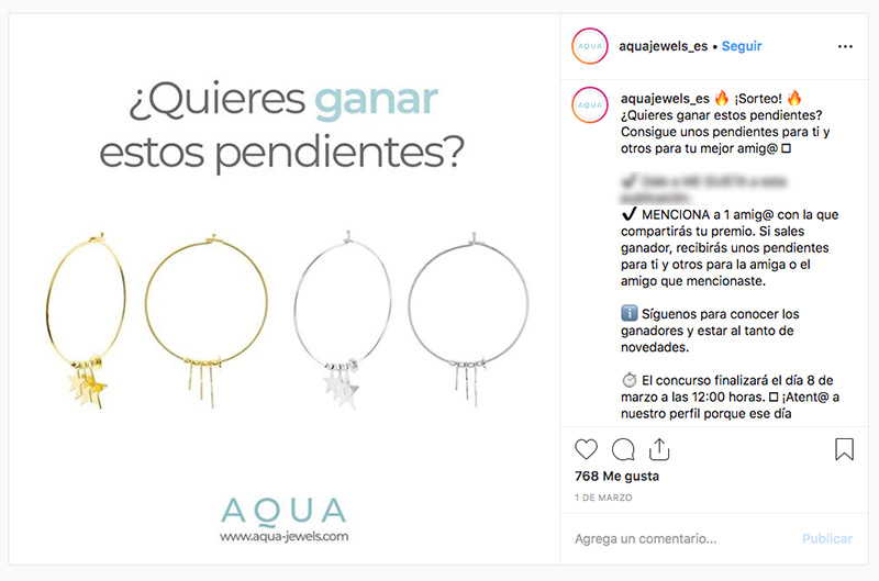 sorteo joyería instagram
