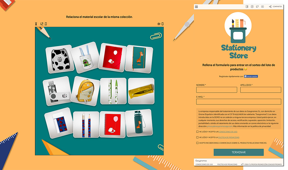 ejemplo de relaciona parejas de productos