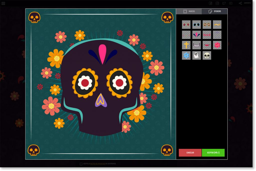 demo de la app escenarios para el Día de Muertos