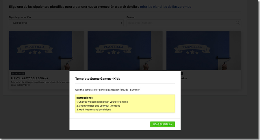 ejemplo de lista de iinstrucciones en las plantillas