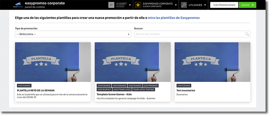 Funcionalidad Mis Plantillas de Easypromos