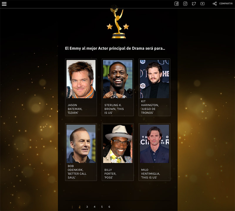 ejemplo de quiniela de los emmys