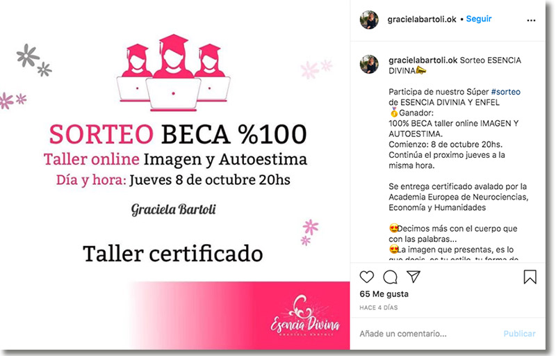 ejemplo de sorteo en instagram para recompensar a la comunidad