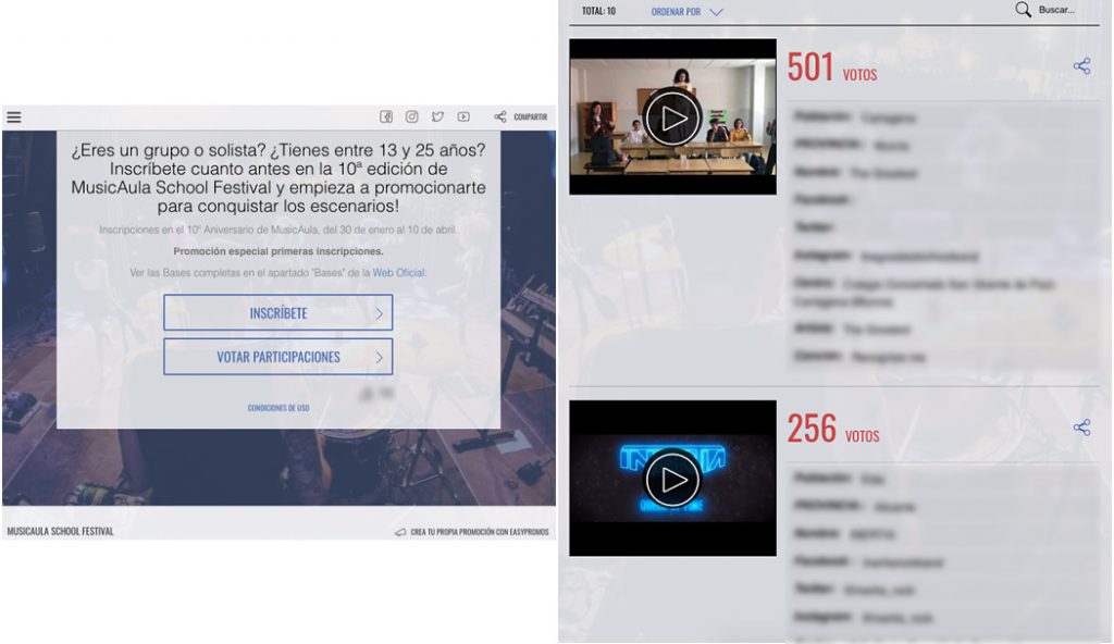 ejemplo de concurso de videos musicales