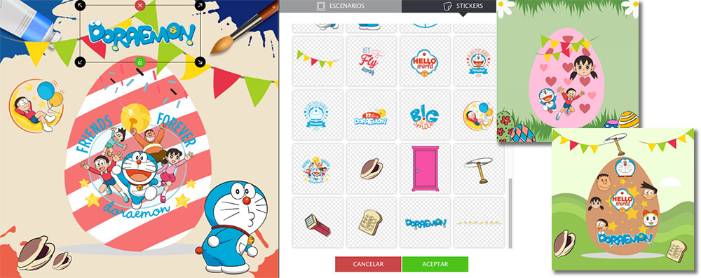 ejemplo de promoción interactiva con escenarios de Doraemon