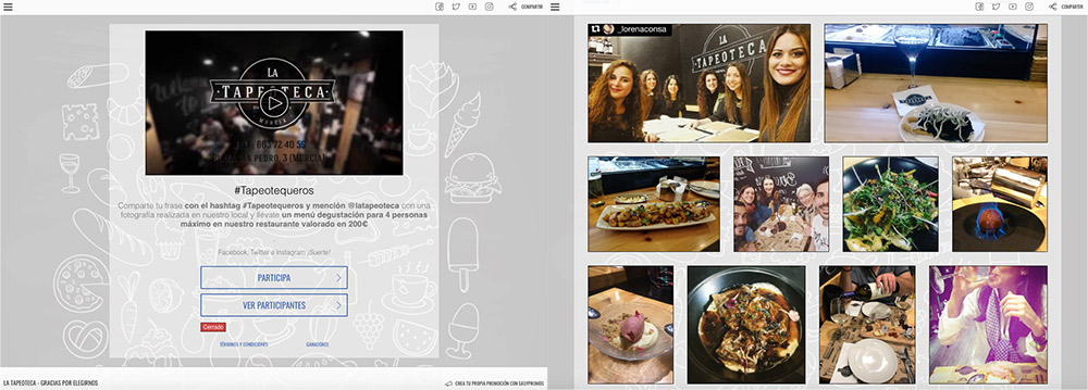 ejemplo de concurso de hashtags de un restaurante