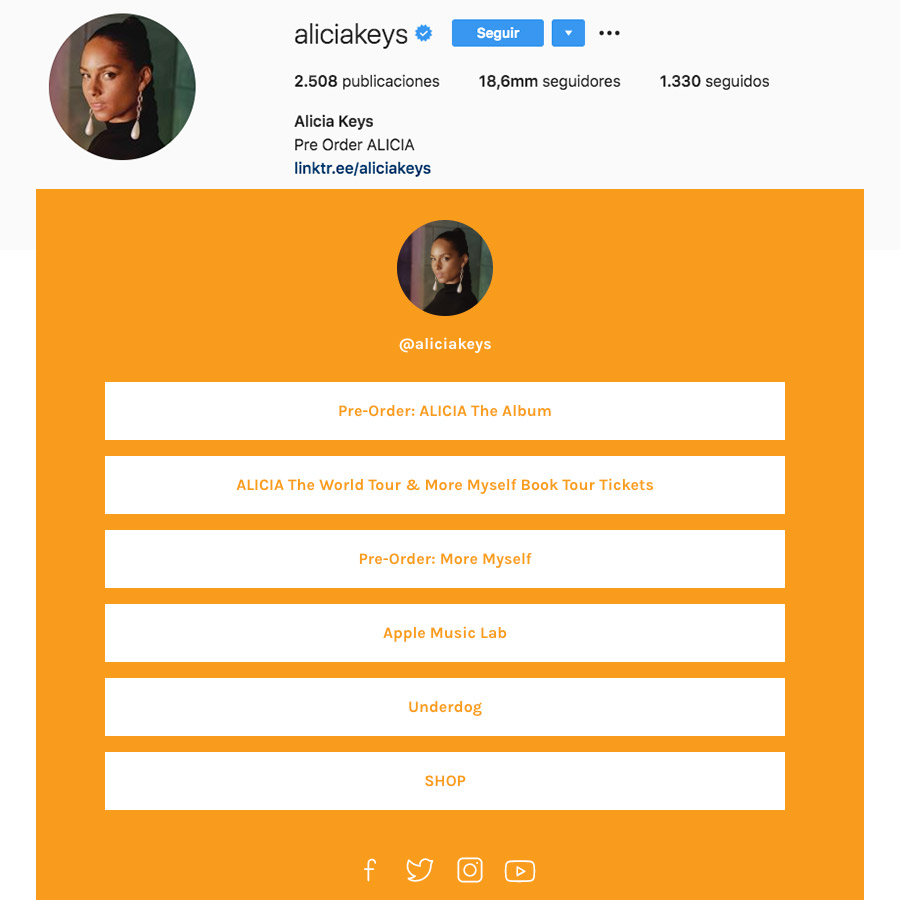 ejemplo link en bio a linktree