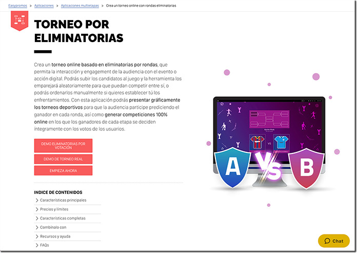 nueva app de Easypromos: torneo por eliminatorias