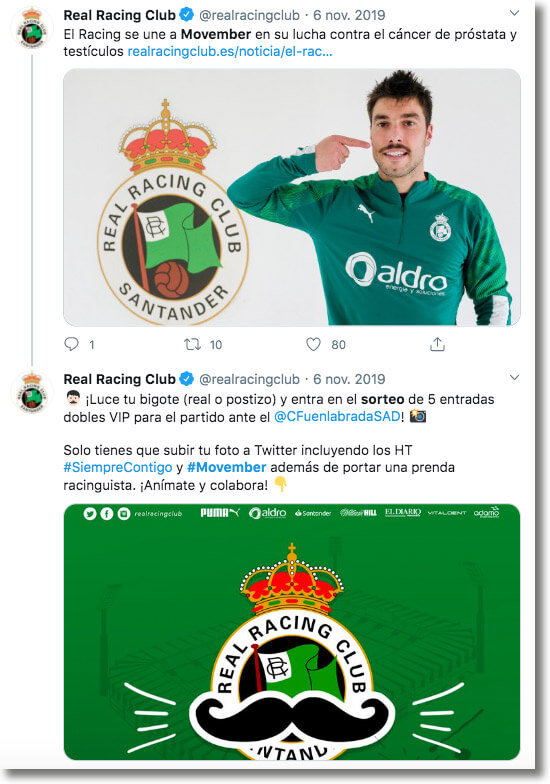 mención + hashtag Movember