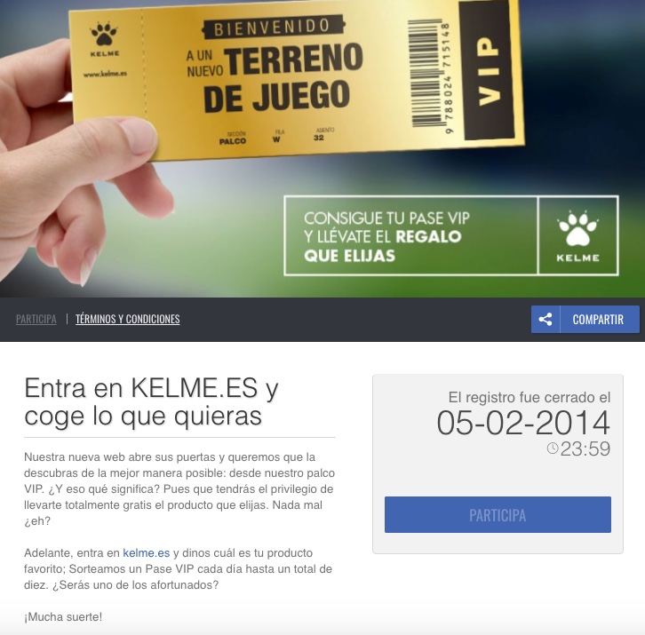 campaña de lanzamiento de una página web (kelme)