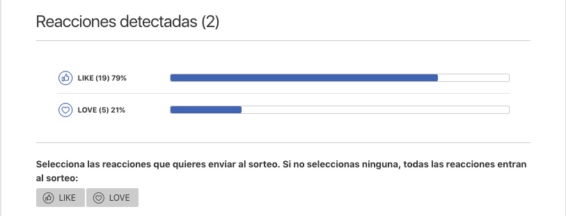 sorteo Facebook reactions