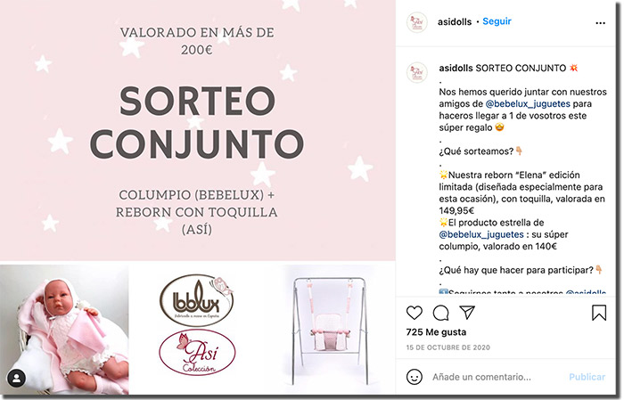 ejemplo de sorteo con varios influencers o marcas