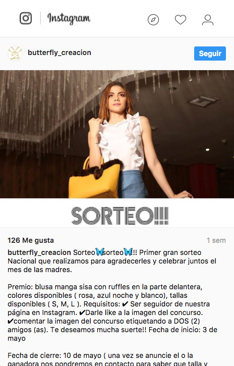 ideas para promocionar ropa: sorteo en instagram