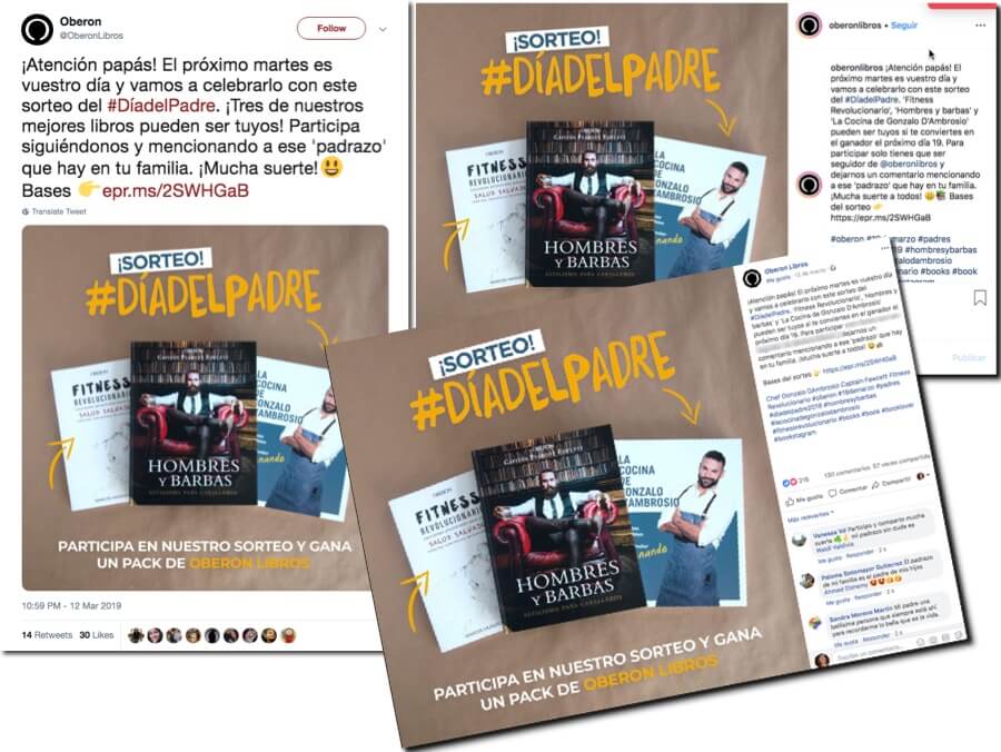sorteo de un libro en redes sociales