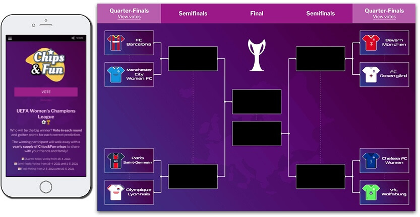 branded tournament bracket for uefa women's champions league