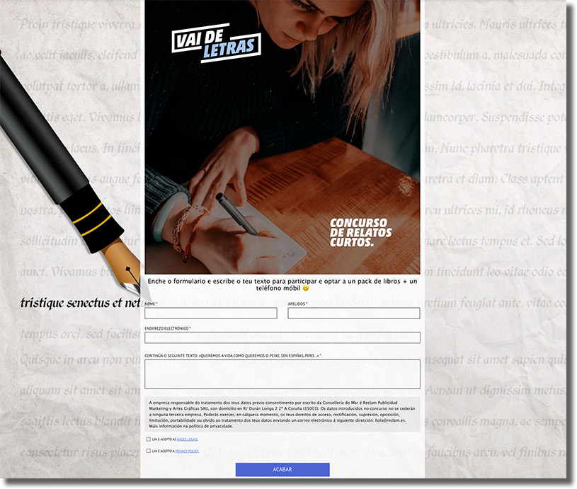 formulario de registro del concurso VaideLetras