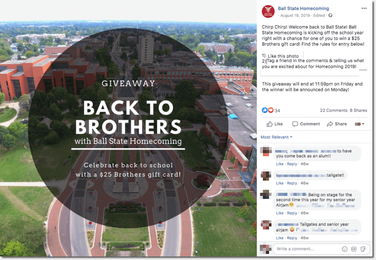 Back to school giveaway on facebook for university students