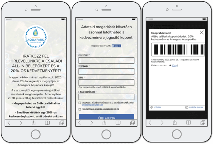 aquapark, coupon campaign, example of user registration
