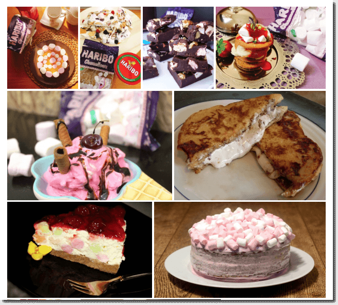 Photo gallery of online recipe contest entries for Haribo Chamallows. For example, there is a chocolate cake topped with marshmallows, a marshmallow ice cream sundae, and marshmallow French toast, among other recipes.