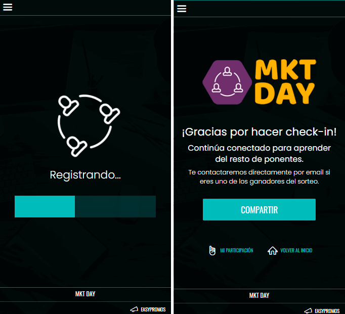 aplicación checkin ponencias online