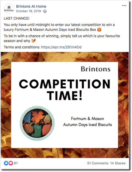 Engagement with social media giveaways