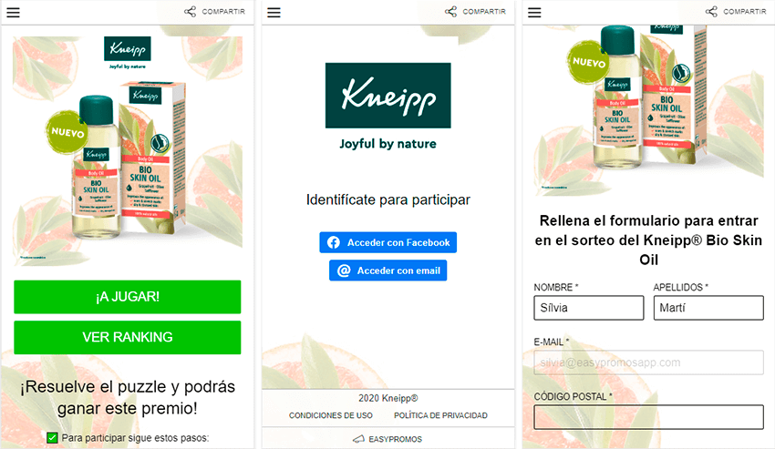 puzle con registro de datos personales