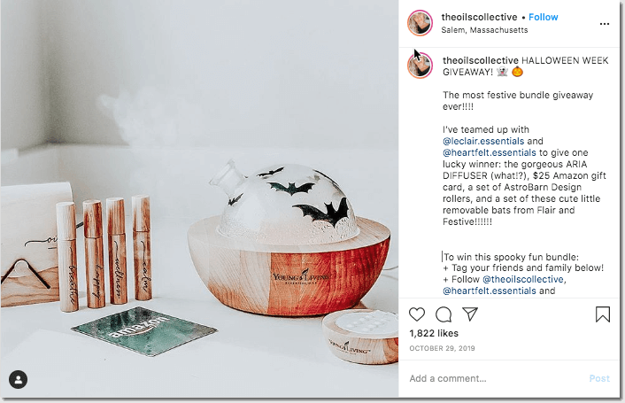 Halloween promotion ideas on social media: giveaways