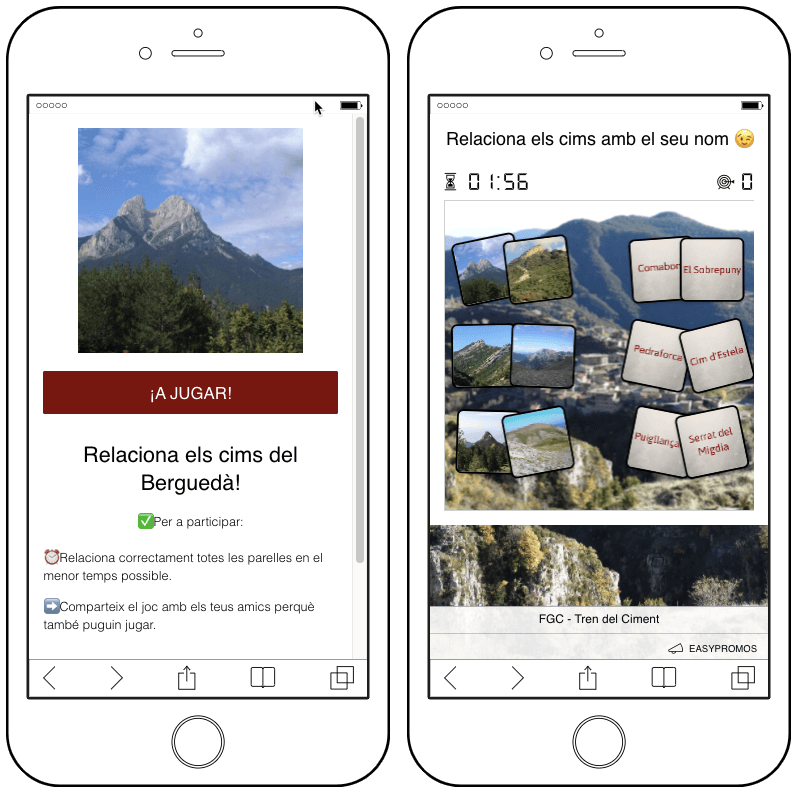 promoción turística con un juego relaciona parejas paisaje