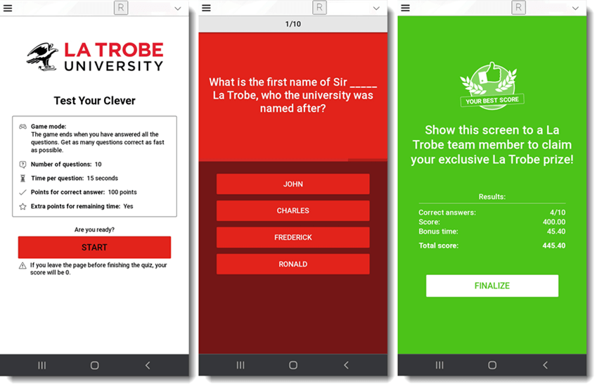 la trobe university quiz for lead generation