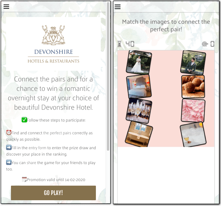 hotel promotion ideas matching pairs game for hotel