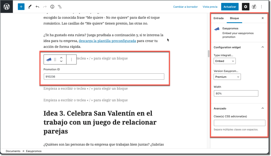 personalizacion plugin easypromos en wordpress