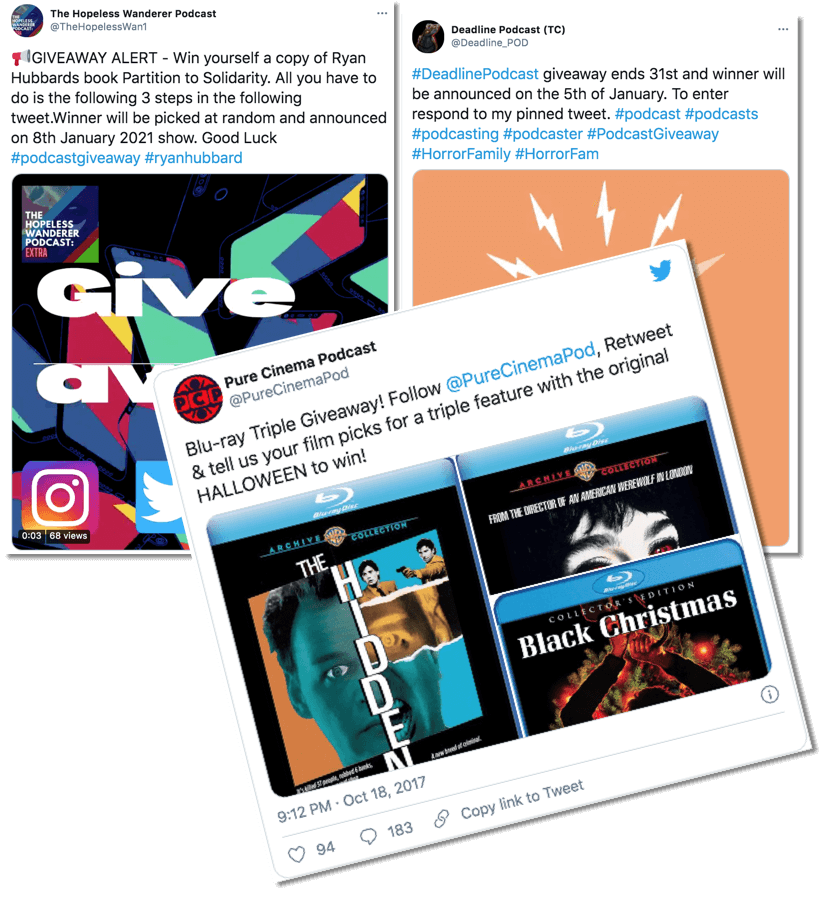 twitter giveaways for podcast listeners