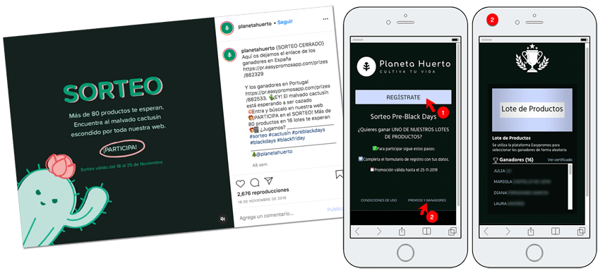 ejemplo de promoción black friday: sorteo registro
